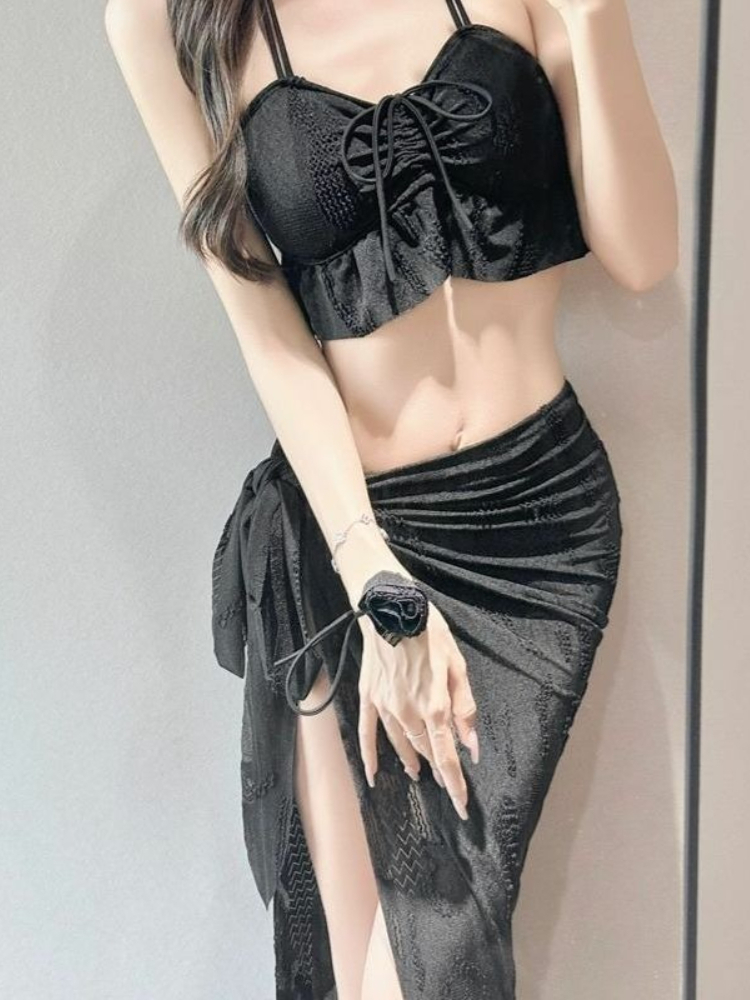 Tops - レディース花柄ツーピース水着ファッションカットアウトパッド入りブラトップ三角ボトムスバケーションリゾートウェア