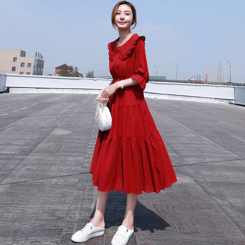 パフスリーブのショートシルクシフォンサマードレス,女性のため - French Vintage Floral Midi Dress のレビューと価格