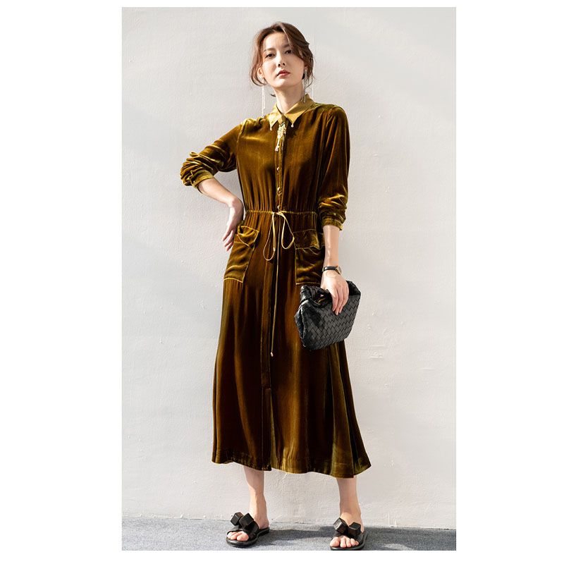 シルクベルベット、レディースドレス、シャツスタイルのレースア - Skirts のレビューと価格