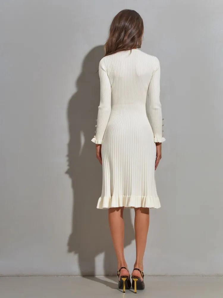 レディース リブニット 長袖 ボディコン ドレス - エレガ - Bodycon Long Sleeve Ribbed Dress のレビューと価格