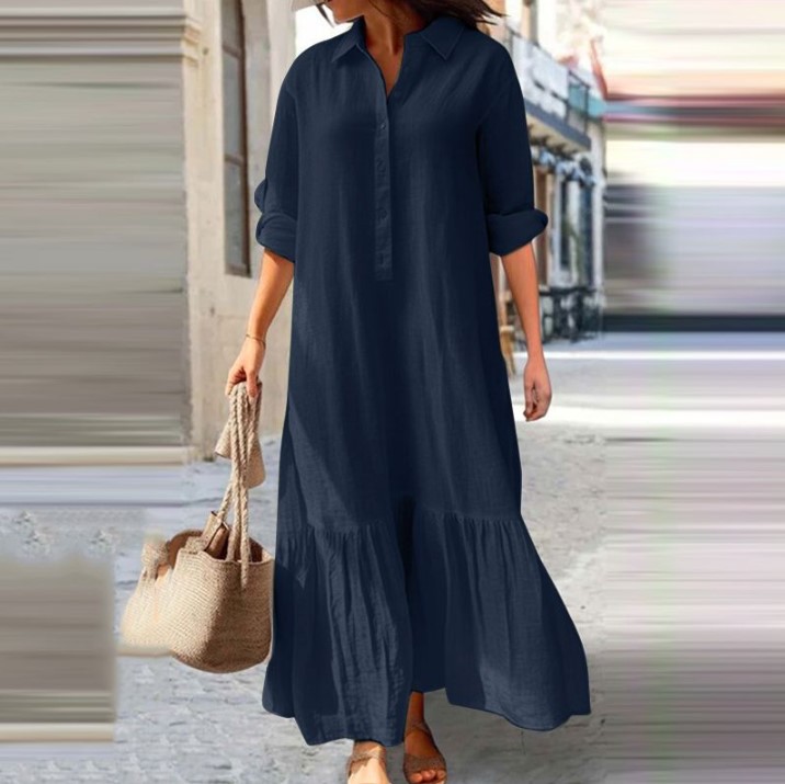 2025年 レディース リネンシャツワンピース - アシンメ - Casual Loose Linen Shirt Dress のレビューと価格