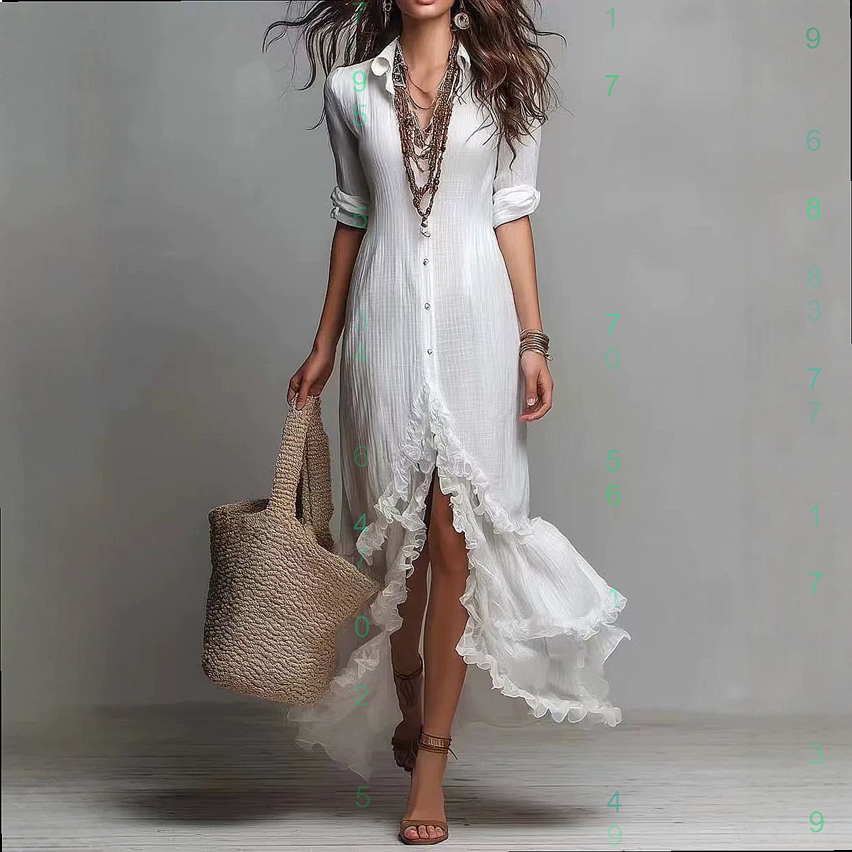 クロスバックコットンリネンドレス、ラッフルヘム付きルーズフィ - Casual Loose Linen Shirt Dress のレビューと価格