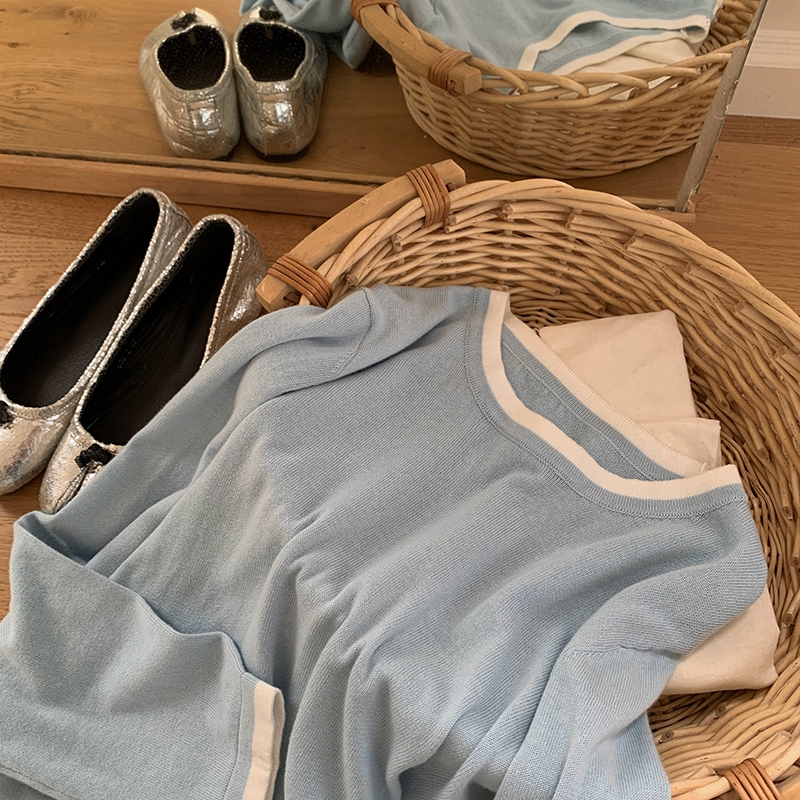 100%コットン製 レディース Oネック カラーブロック 長 - Blouses のレビューと価格