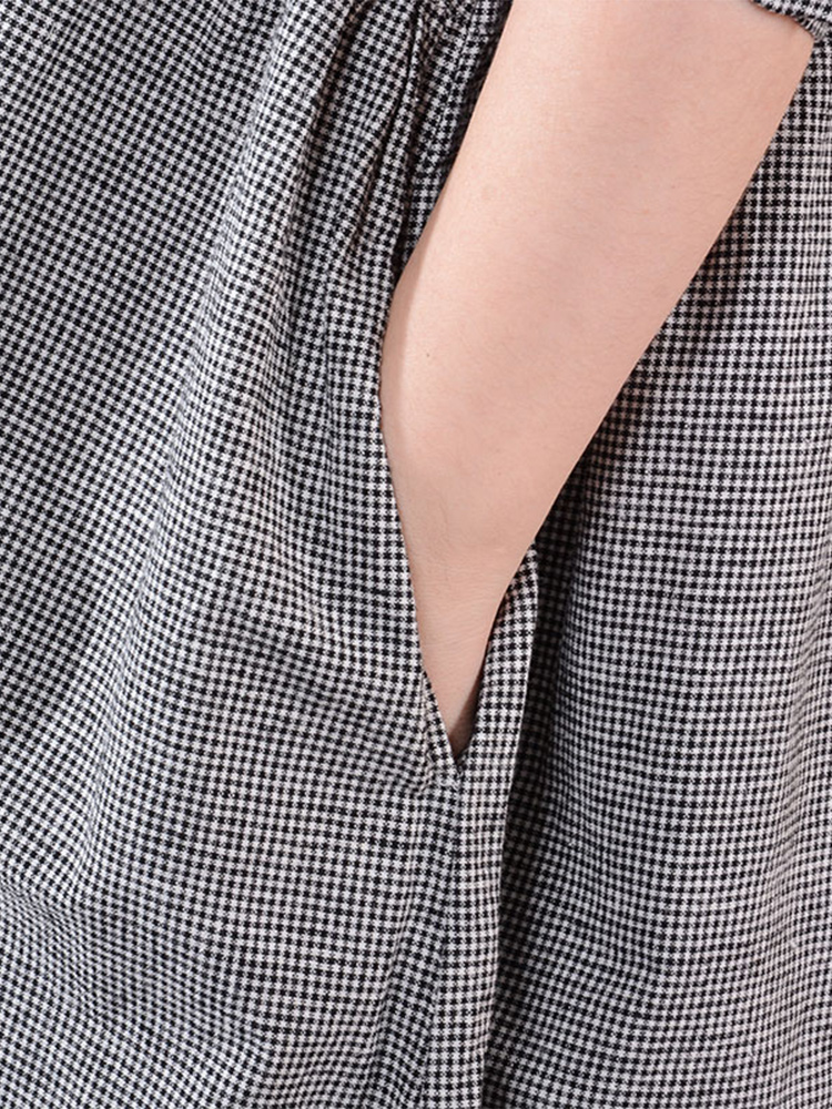 女性の長袖コットンリネンチェック柄シャツドレス非対称ルーズウ - Korean Style A Line Shirt Dress のレビューと価格