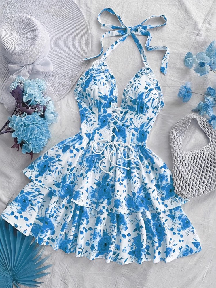 女性用バケーションスタイルレトロショートドレス ファッション - French Vintage Floral Midi Dress のレビューと価格