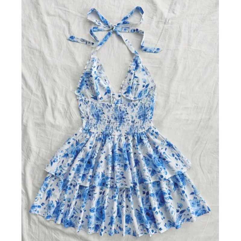 女性用バケーションスタイルレトロショートドレス ファッション - French Vintage Floral Midi Dress のレビューと価格