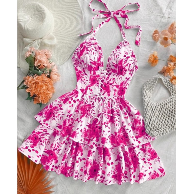 女性用バケーションスタイルレトロショートドレス ファッション - French Vintage Floral Midi Dress のレビューと価格