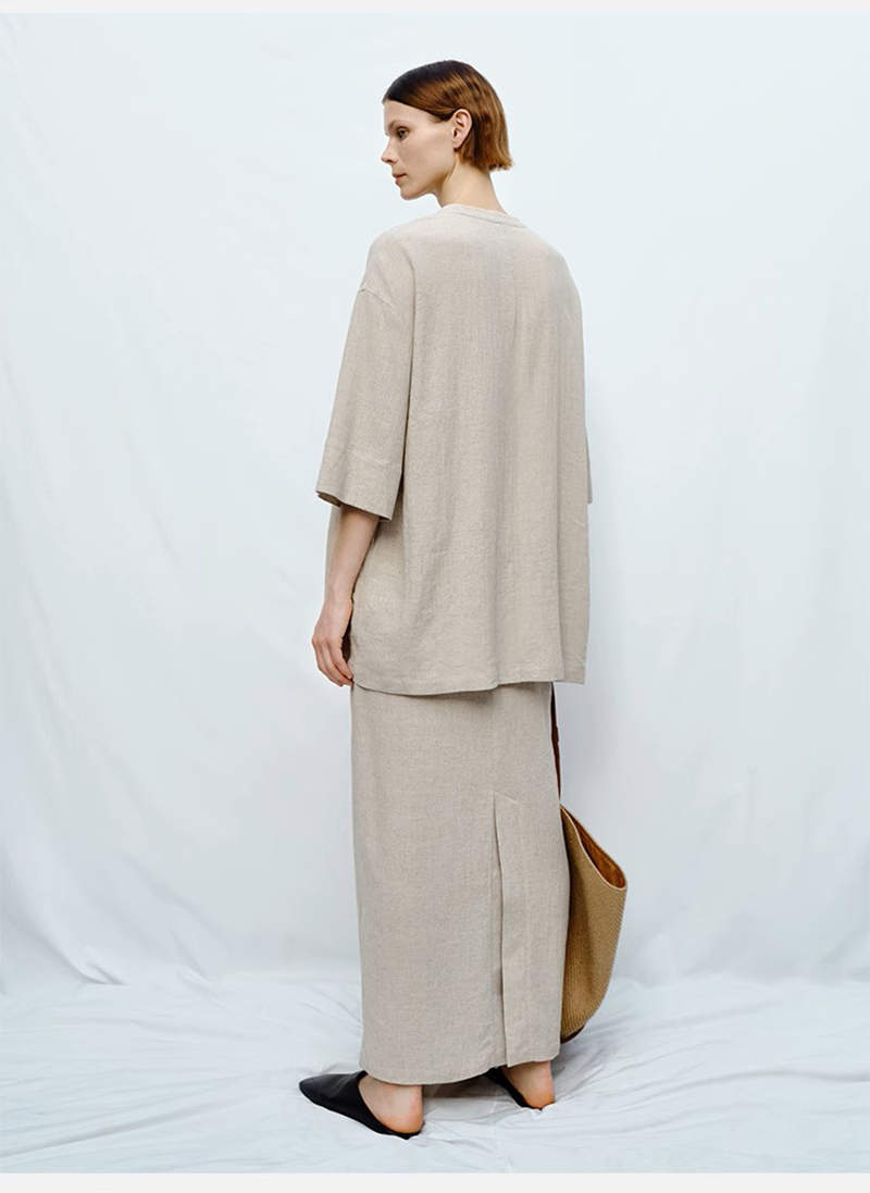 高級リネンレディーススーツ白シャツとスカート2点セット エレ - Skirts のレビューと価格