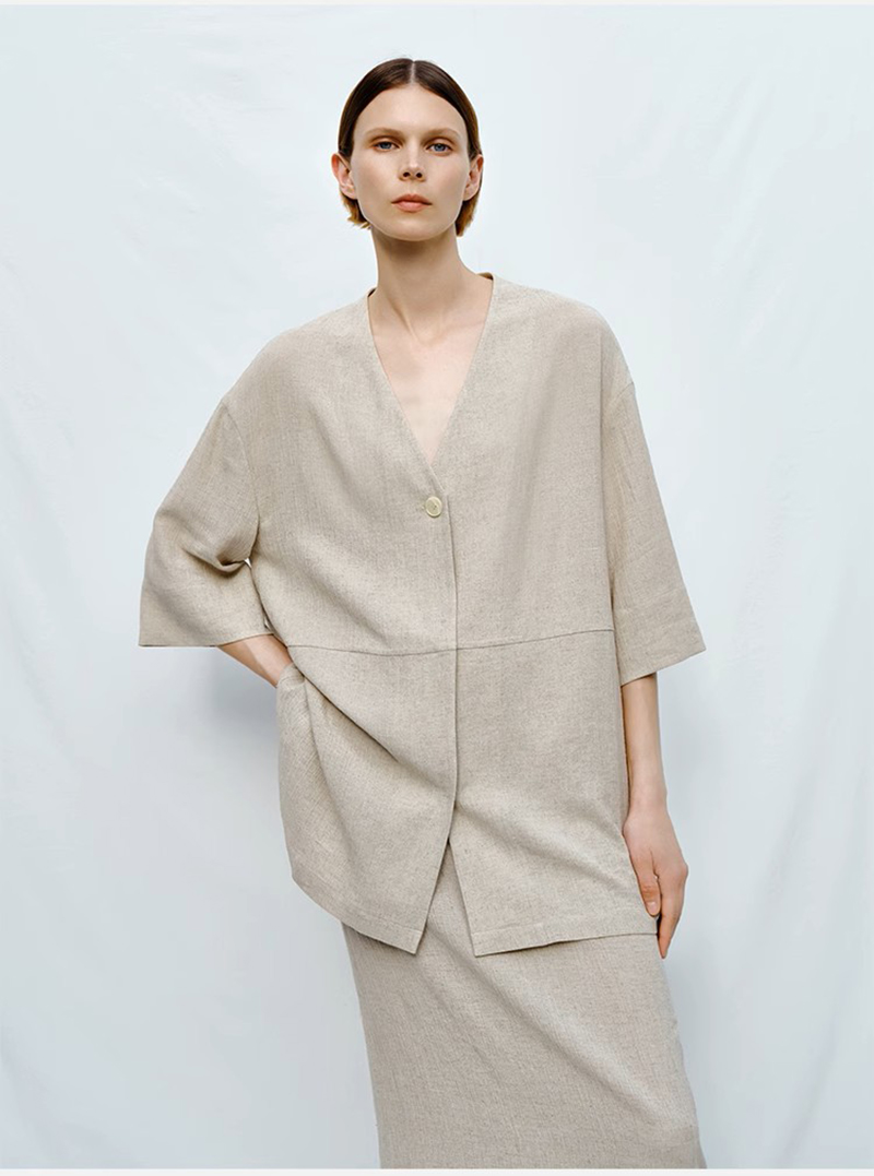高級リネンレディーススーツ白シャツとスカート2点セット エレ - Skirts のレビューと価格