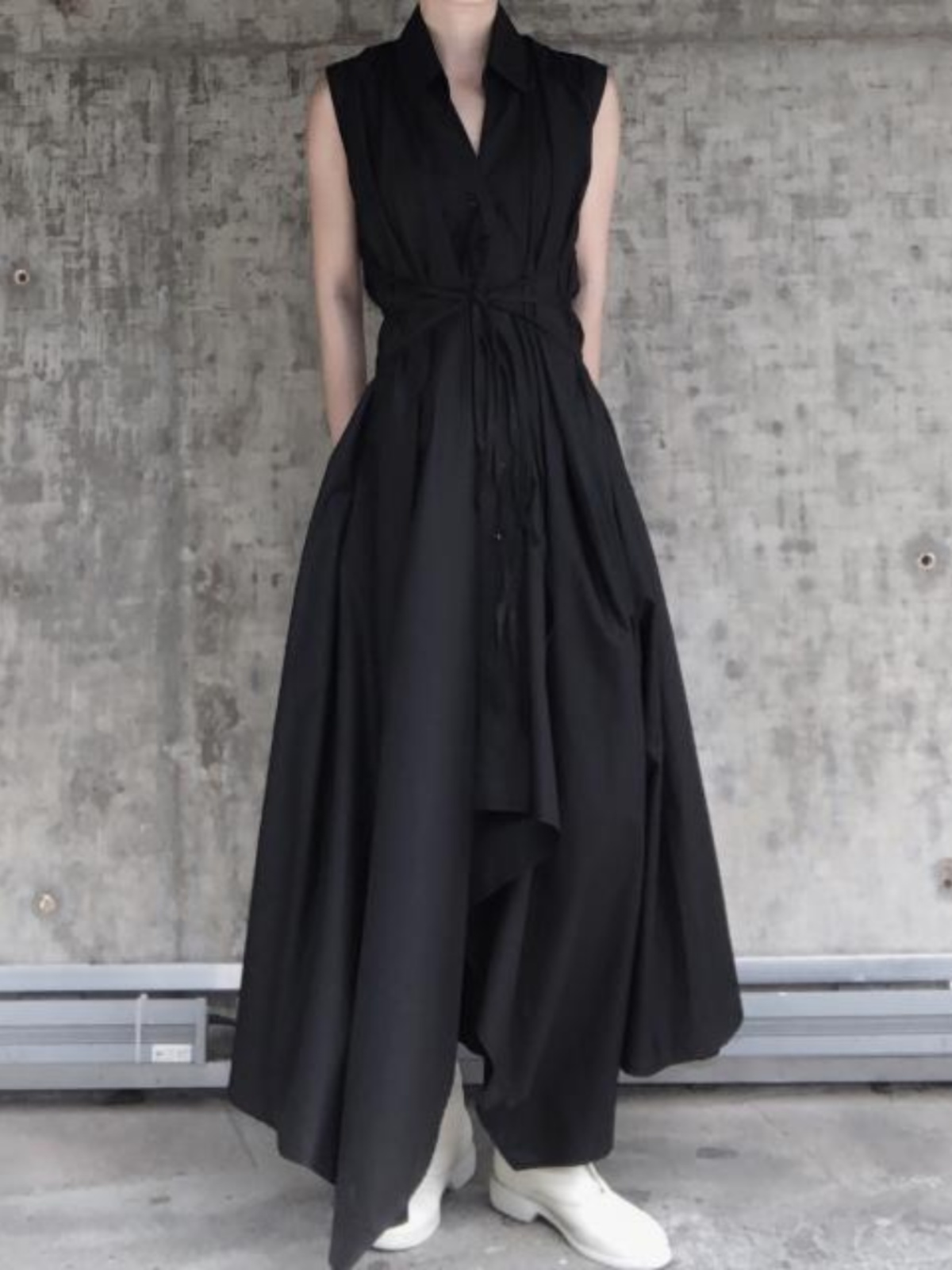 ダークスタイルイレギュラーウルトラロングシャツワンピースエレ - Korean Style A Line Shirt Dress のレビューと価格
