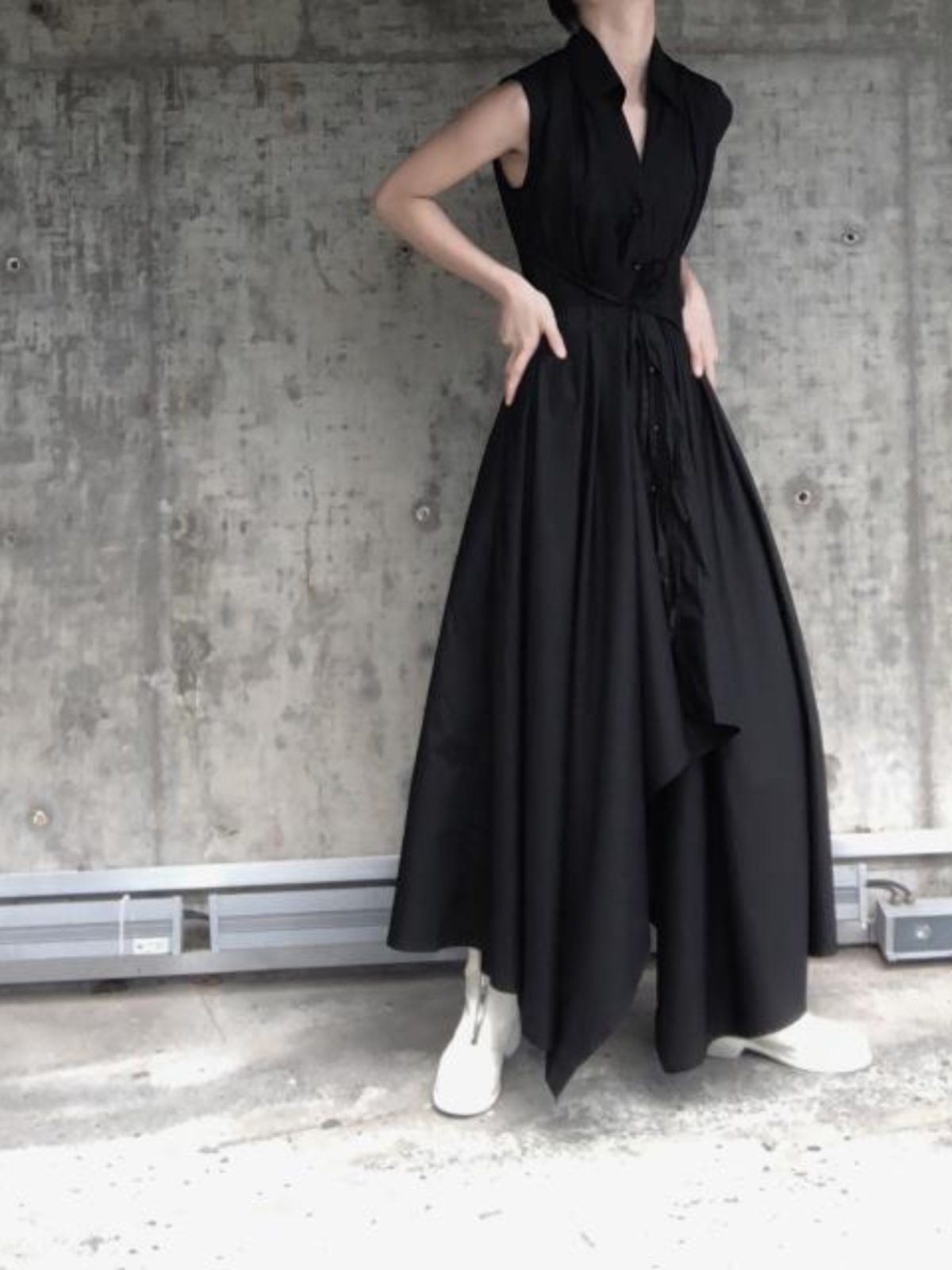 ダークスタイルイレギュラーウルトラロングシャツワンピースエレ - Korean Style A Line Shirt Dress のレビューと価格