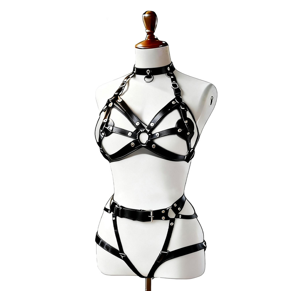 女性用セクシーレザーランジェリーボディハーネスベルトサスペン - Lingerie のレビューと価格