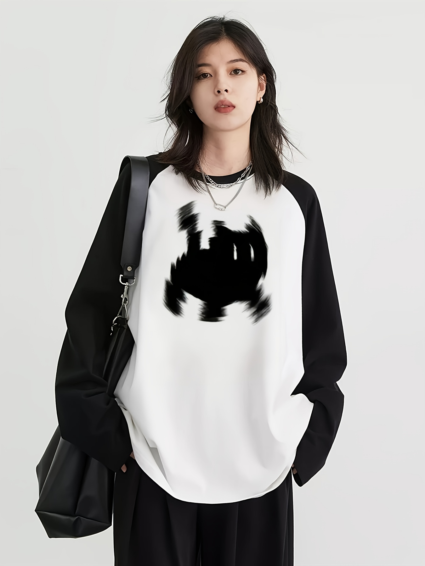 Y2K レディース ラグラン長袖 Tシャツ ブロック柄 かわ - Blouses のレビューと価格